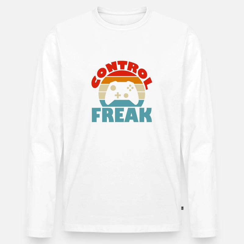 Control Freak - Männer Premium Bio Langarmshirt - Weiß