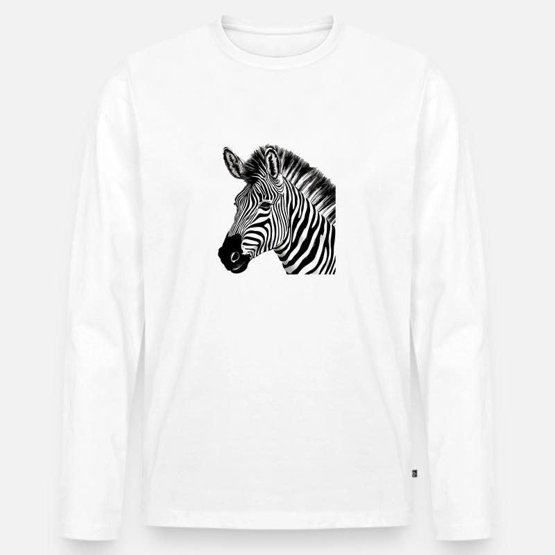 Zebi das Zebra - Männer Premium Bio Langarmshirt - Weiß