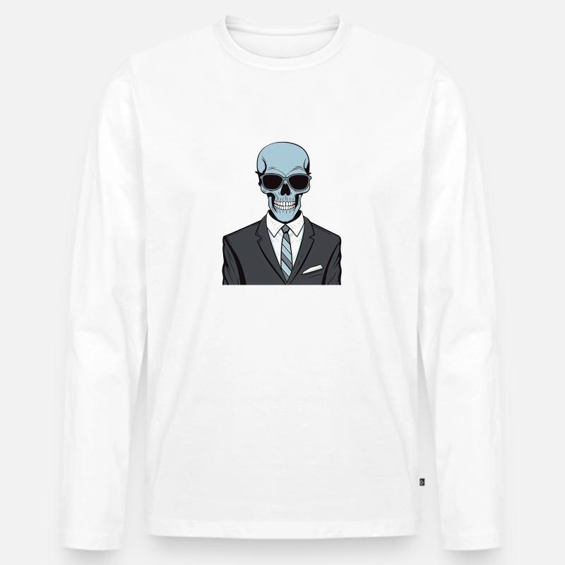 Scharf gekleidetes Skelett - Männer Premium Bio Langarmshirt - Weiß