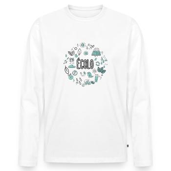 écolo - T-shirt manches longues Premium bio Homme - blanc - Devant - Nico (187cm)