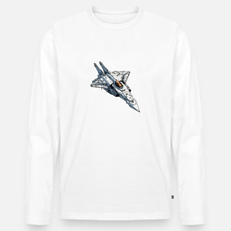 Wütendes Sturmflugzeug - Männer Premium Bio Langarmshirt - Weiß