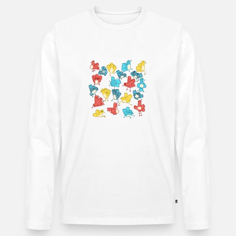 Vögel - Männer Premium Bio Langarmshirt - Weiß