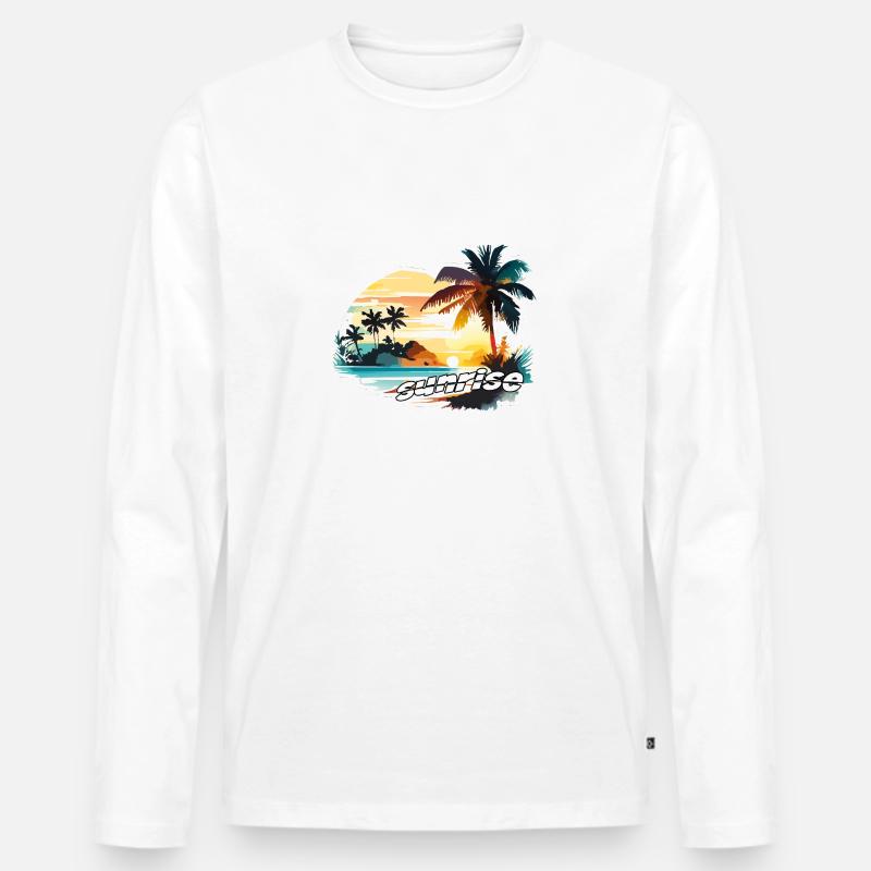 sunrise - Männer Premium Bio Langarmshirt - Weiß