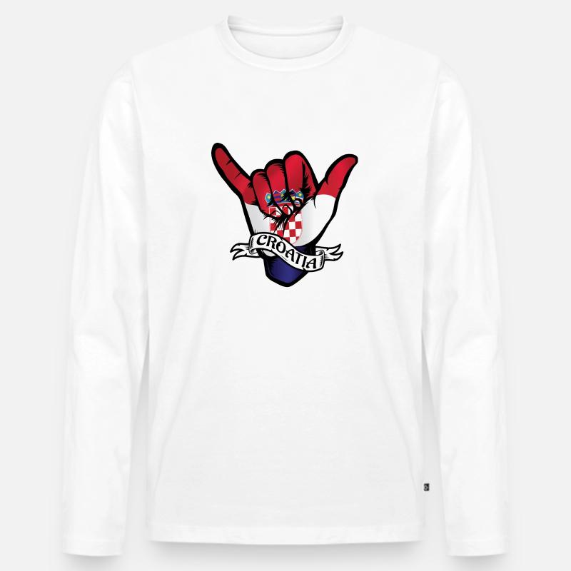 Croatia Shaka - Männer Premium Bio Langarmshirt - Weiß