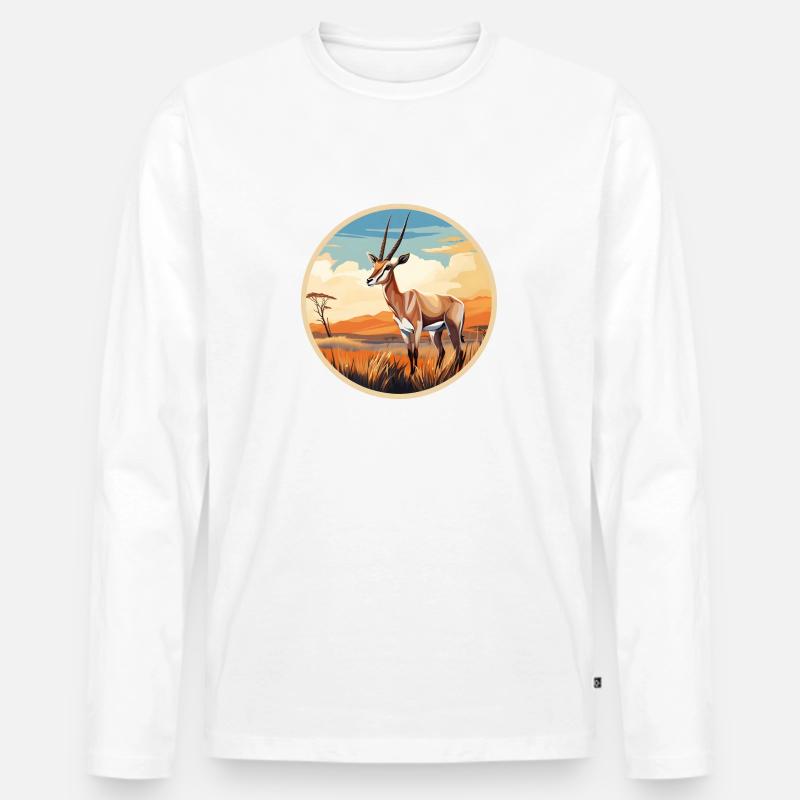 Oryx-Antilope - Männer Premium Bio Langarmshirt - Weiß