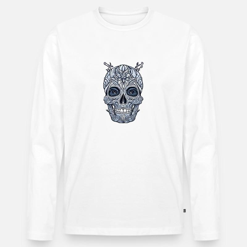 Schädel - Männer Premium Bio Langarmshirt - Weiß