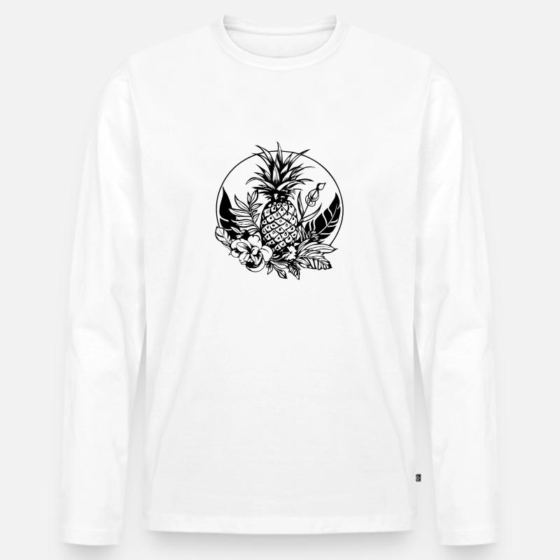 Ananas - Männer Premium Bio Langarmshirt - Weiß