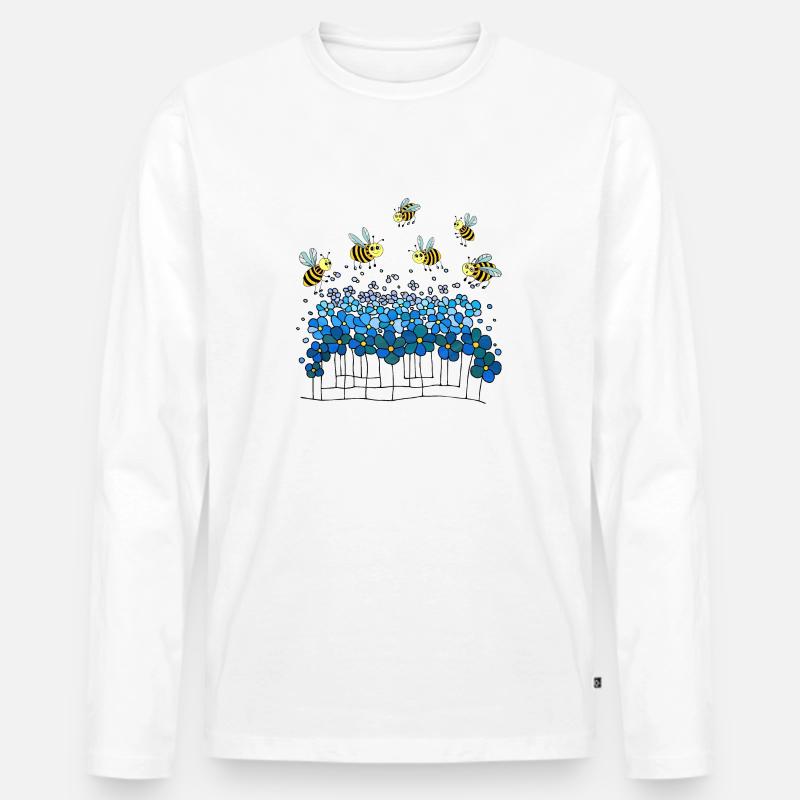 Bienen - Männer Premium Bio Langarmshirt - Weiß