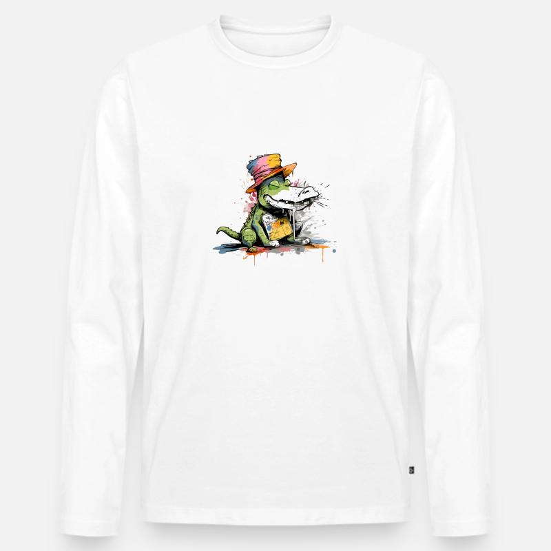Lokoo der Alligator - Männer Premium Bio Langarmshirt - Weiß