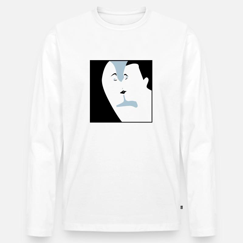 Küssen - Männer Premium Bio Langarmshirt - Weiß