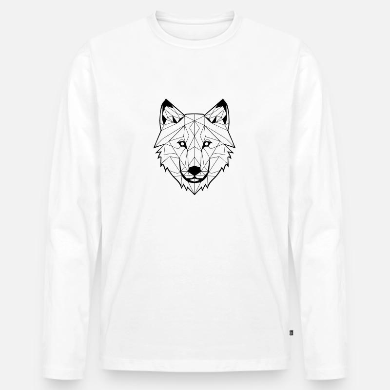 Wolf - Männer Premium Bio Langarmshirt - Weiß