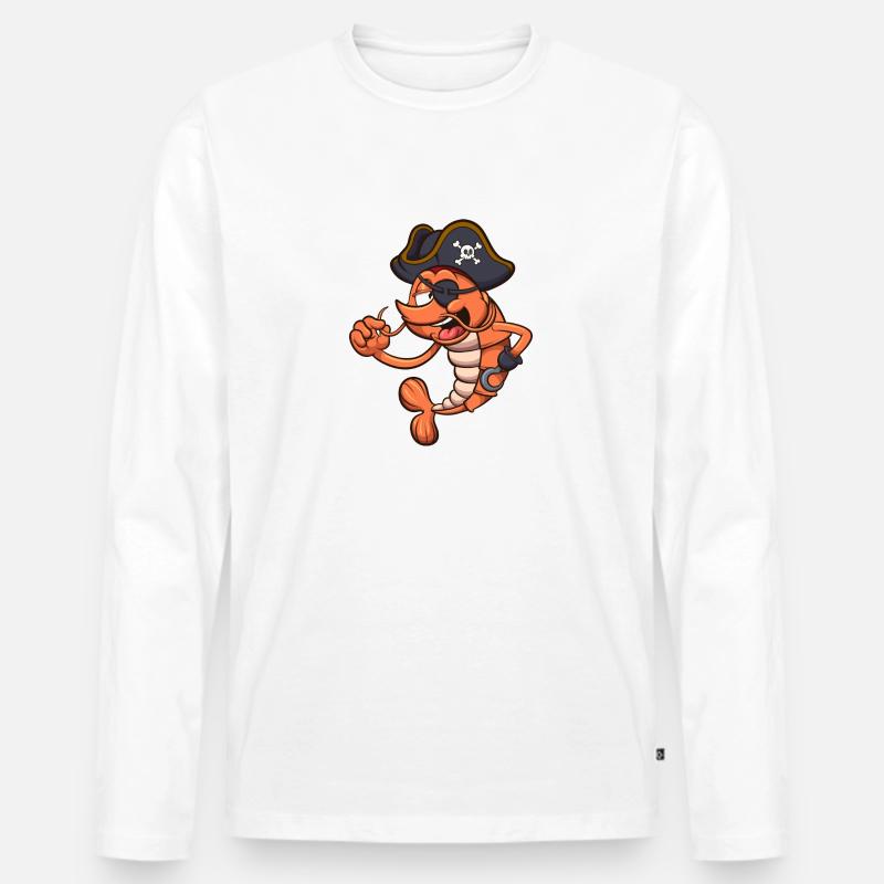 Piratengarnele - Männer Premium Bio Langarmshirt - Weiß