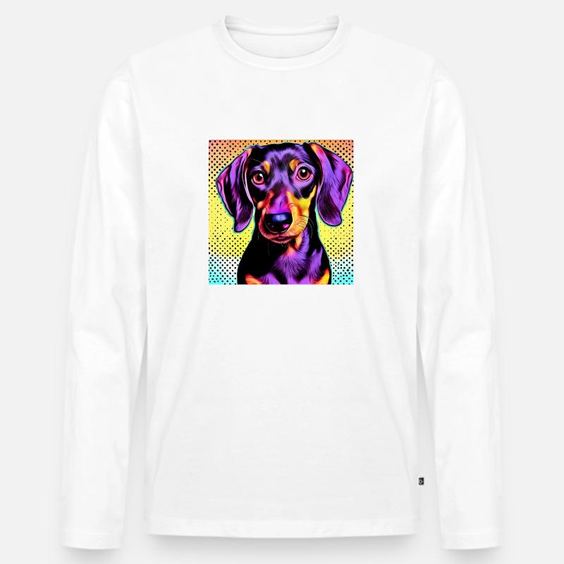 Dackel Pop Art - Männer Premium Bio Langarmshirt - Weiß