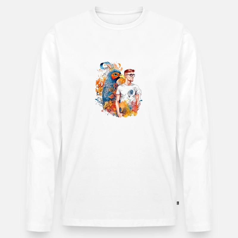 Davi der Phönix - Männer Premium Bio Langarmshirt - Weiß