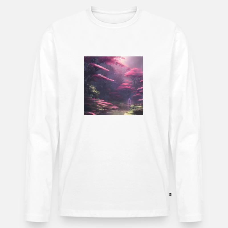 Cherry Blossom - Männer Premium Bio Langarmshirt - Weiß