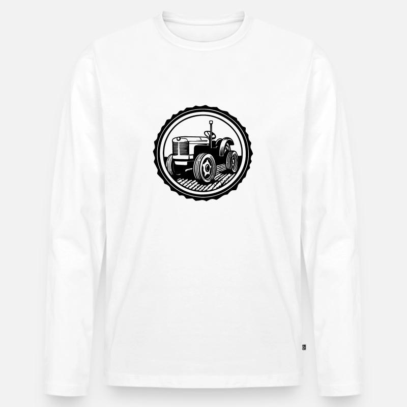 Traktor - Männer Premium Bio Langarmshirt - Weiß
