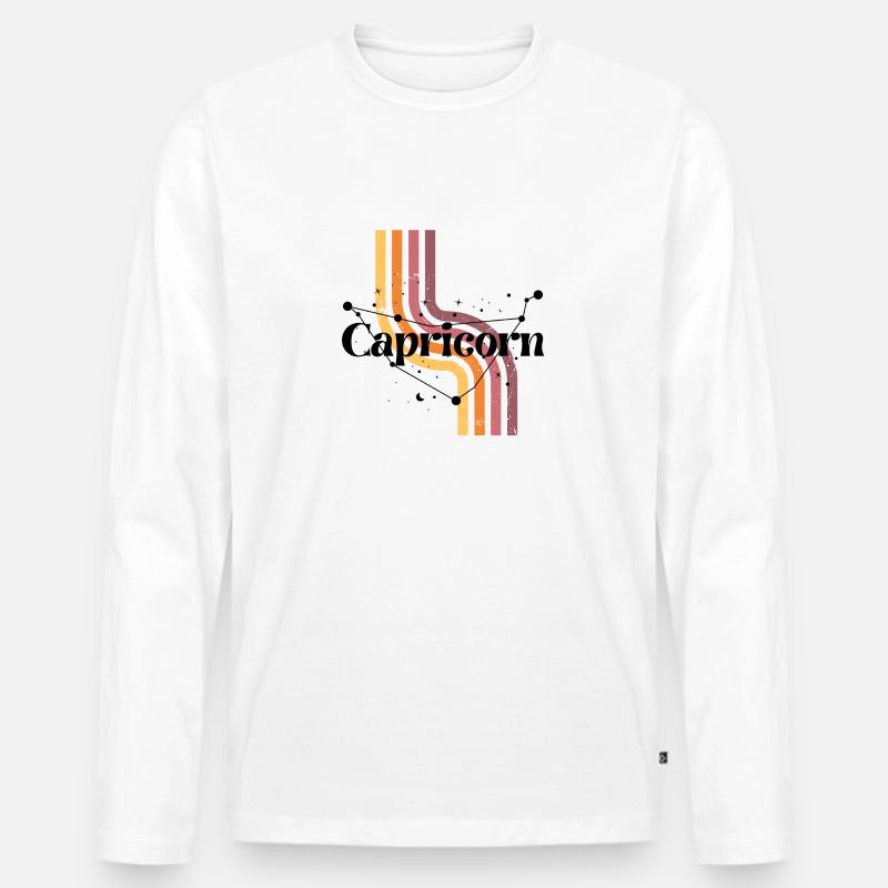 Steinbock Retro Horoskop - Männer Premium Bio Langarmshirt - Weiß