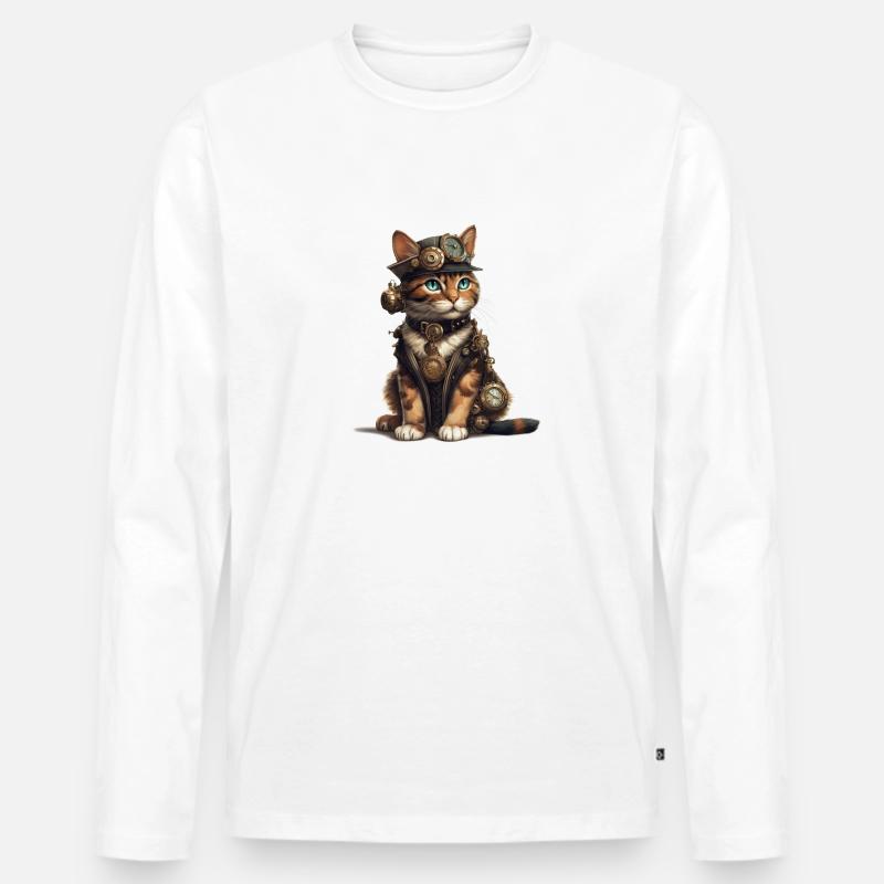 cat3 - Männer Premium Bio Langarmshirt - Weiß