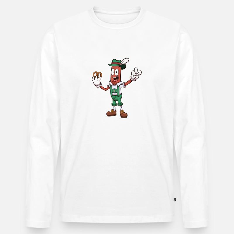 Bratwurst mit Brezel - Männer Premium Bio Langarmshirt - Weiß