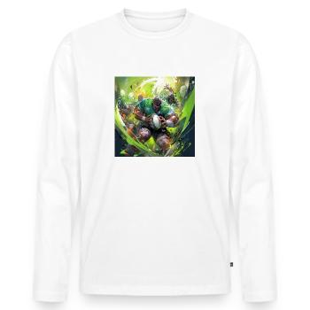 Rugby Rage - T-shirt manches longues Premium bio Homme - blanc - Devant - Nico (187cm)