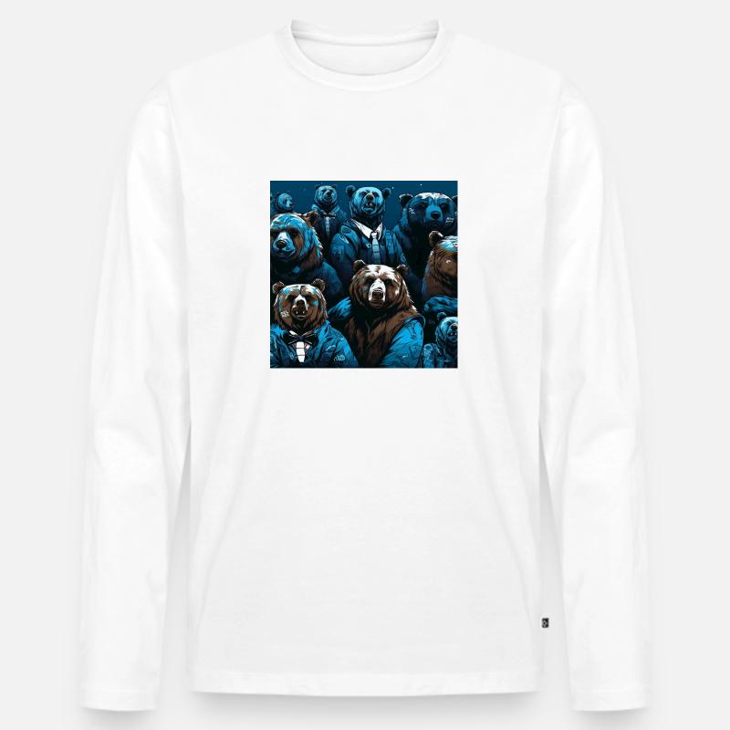 Neon-Neon-Bärenmuster - Männer Premium Bio Langarmshirt - Weiß