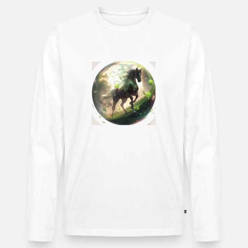 Der edle Hengst - Männer Premium Bio Langarmshirt - Weiß