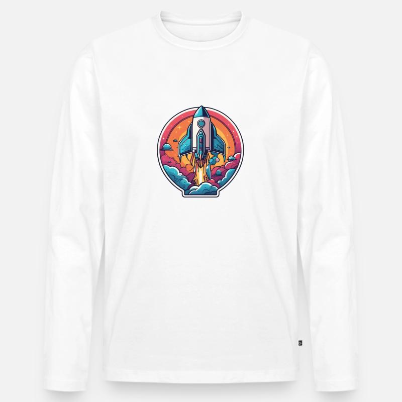 Rakete - Männer Premium Bio Langarmshirt - Weiß