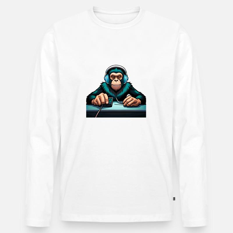 Chill Ape - Männer Premium Bio Langarmshirt - Weiß