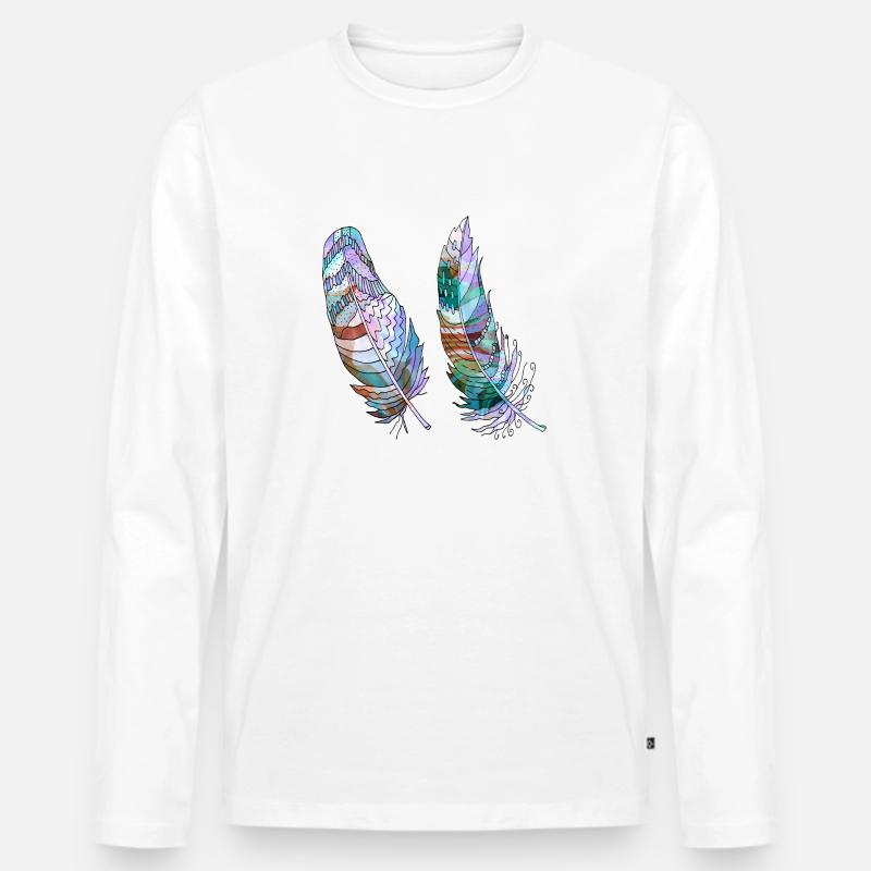 Feder - Männer Premium Bio Langarmshirt - Weiß