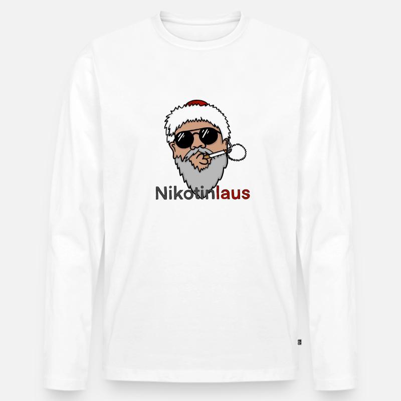 Nikotinlaus - Männer Premium Bio Langarmshirt - Weiß