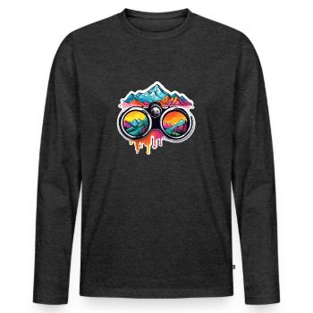 Binoculars / Observation / Observation / Adventure - Men's Premium Organic Long Sleeve Shirt - heather anthracite - Front - Nico (187cm)