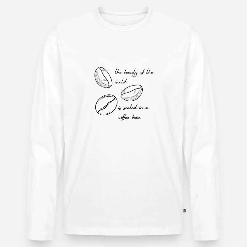 Kaffeebohne - Männer Premium Bio Langarmshirt - Weiß