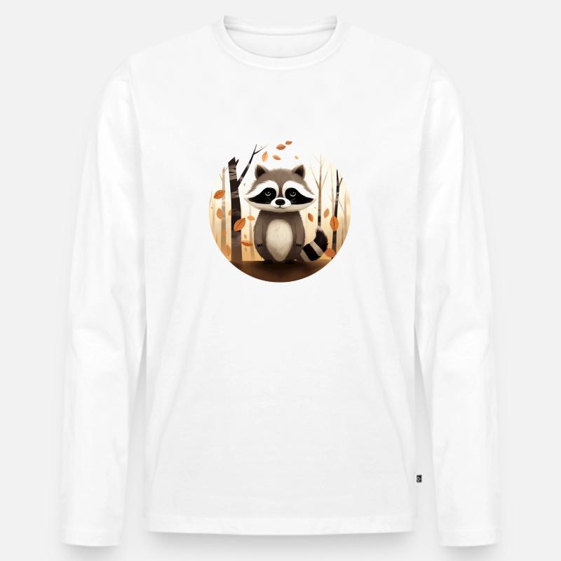 Ein Waschbär im Herbst - Männer Premium Bio Langarmshirt - Weiß