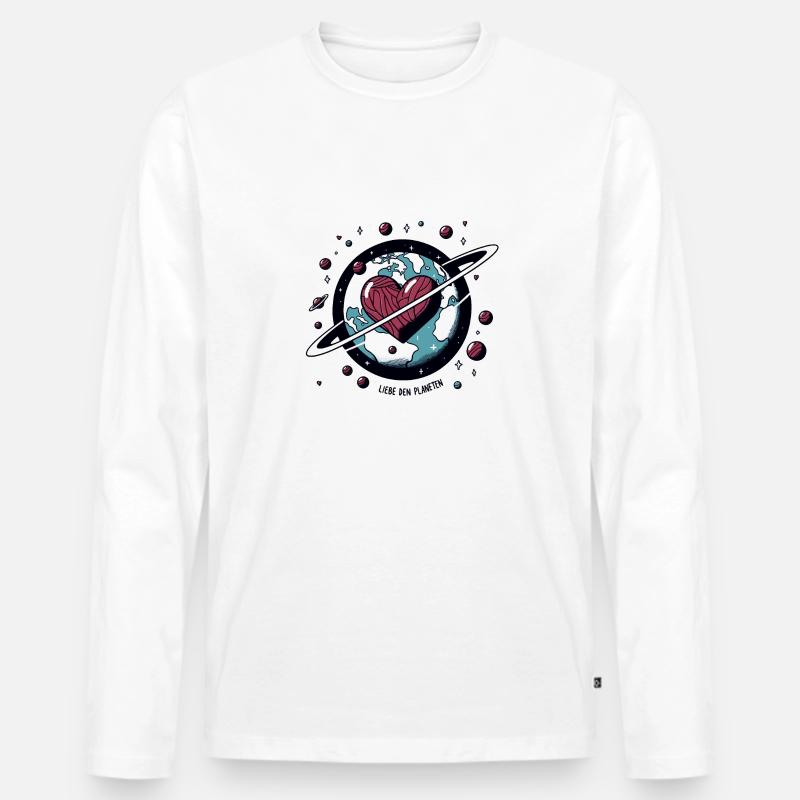 Liebe den Planeten ❤️🌍 - Männer Premium Bio Langarmshirt - Weiß