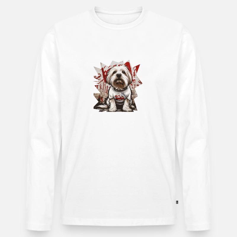 Malteser Hund - Männer Premium Bio Langarmshirt - Weiß