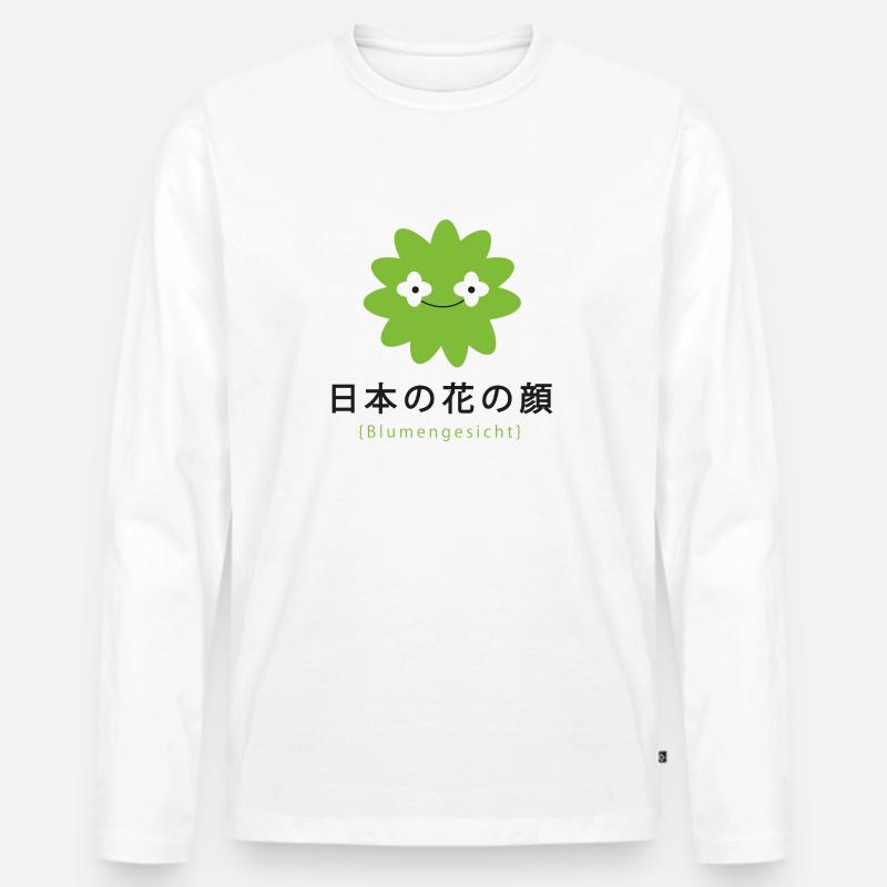 japanisches Blumengesicht Blumen Geschenk - Männer Premium Bio Langarmshirt - Weiß