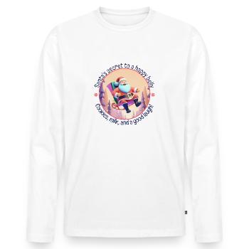 Santa's secret to a happy belly - Men's Premium Organic Long Sleeve Shirt - white - Front - Nico (187cm)
