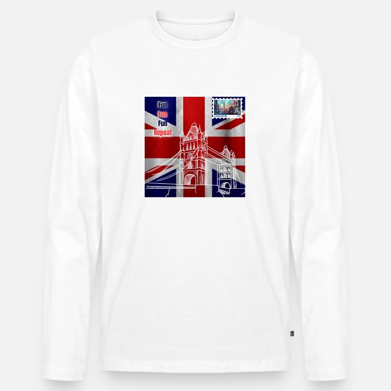 London Fun Postkarten-Design - Männer Premium Bio Langarmshirt - Weiß