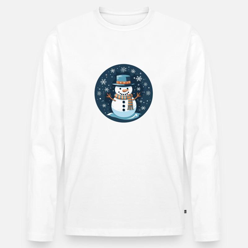 Schneemann - Männer Premium Bio Langarmshirt - Weiß
