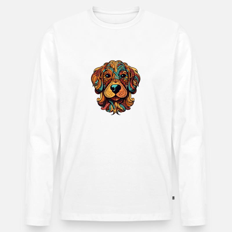 Hund Doodle - Männer Premium Bio Langarmshirt - Weiß