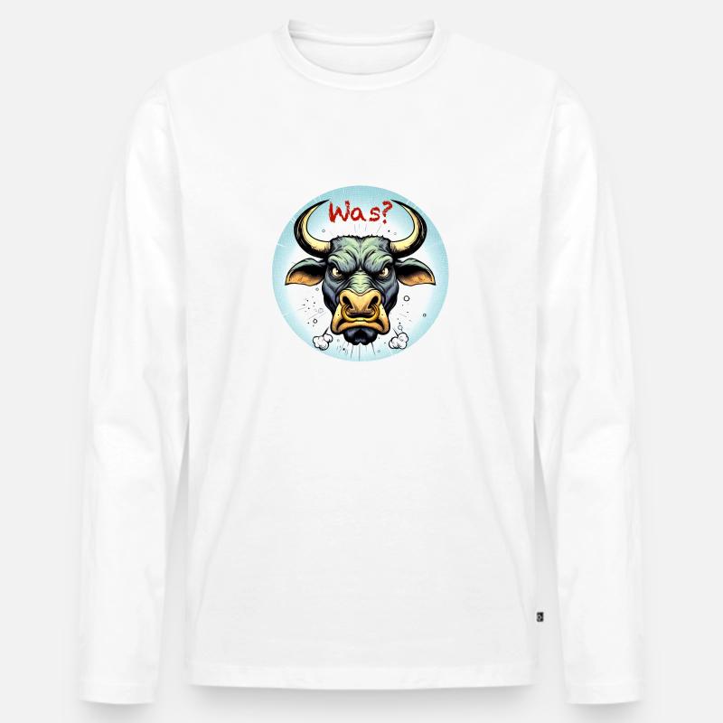 Wütender Stier - Männer Premium Bio Langarmshirt - Weiß