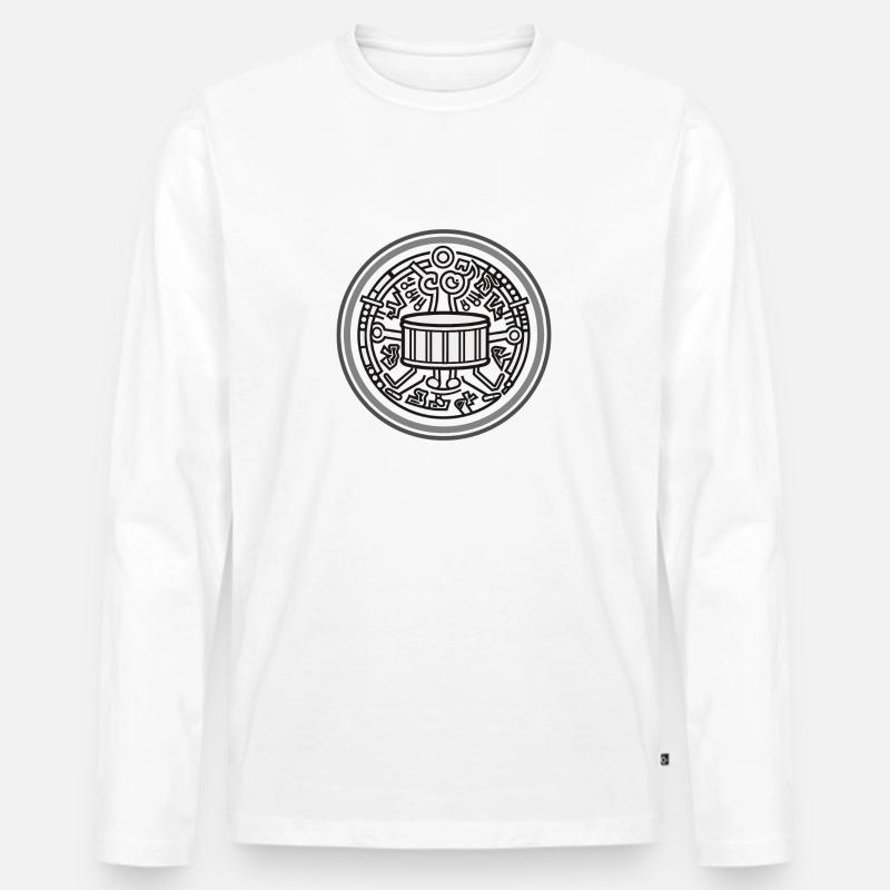 Drum Drummer Schlagzeug - Männer Premium Bio Langarmshirt - Weiß