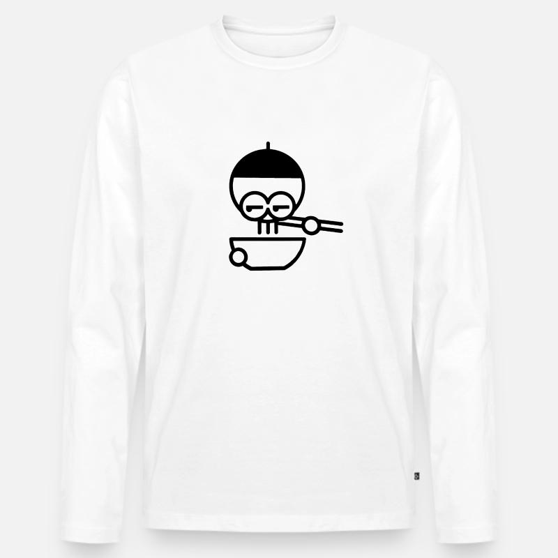 Ramen Noodles - Männer Premium Bio Langarmshirt - Weiß