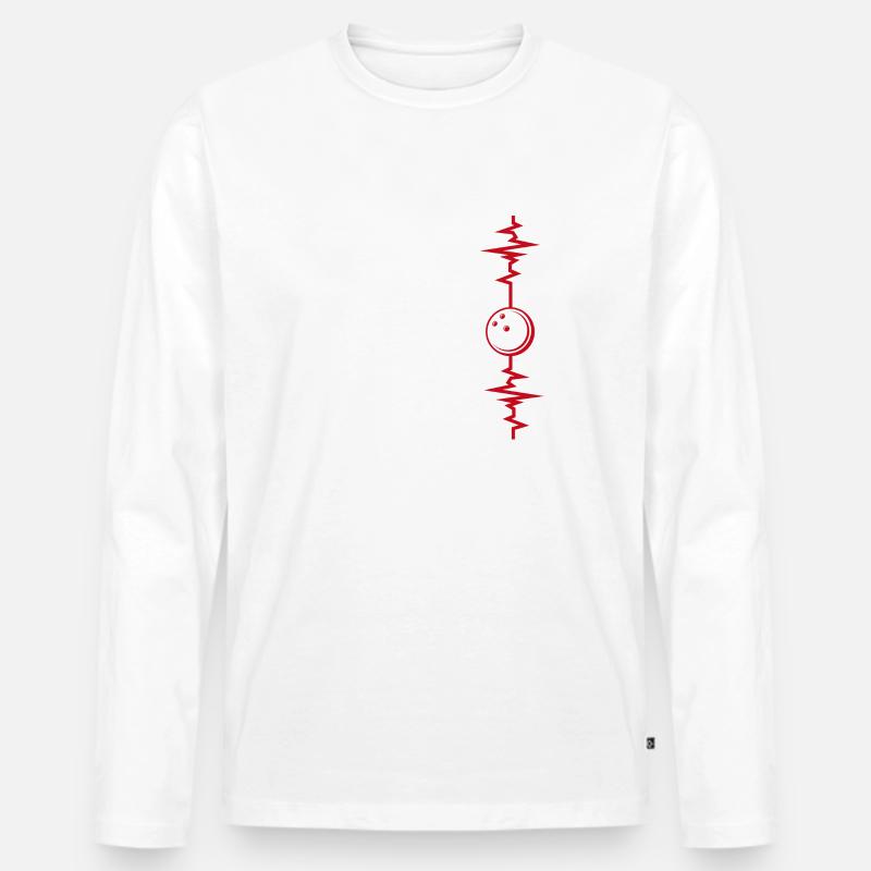 Bowling Herzschlag Bowling Geschenkidee - Männer Premium Bio Langarmshirt - Weiß