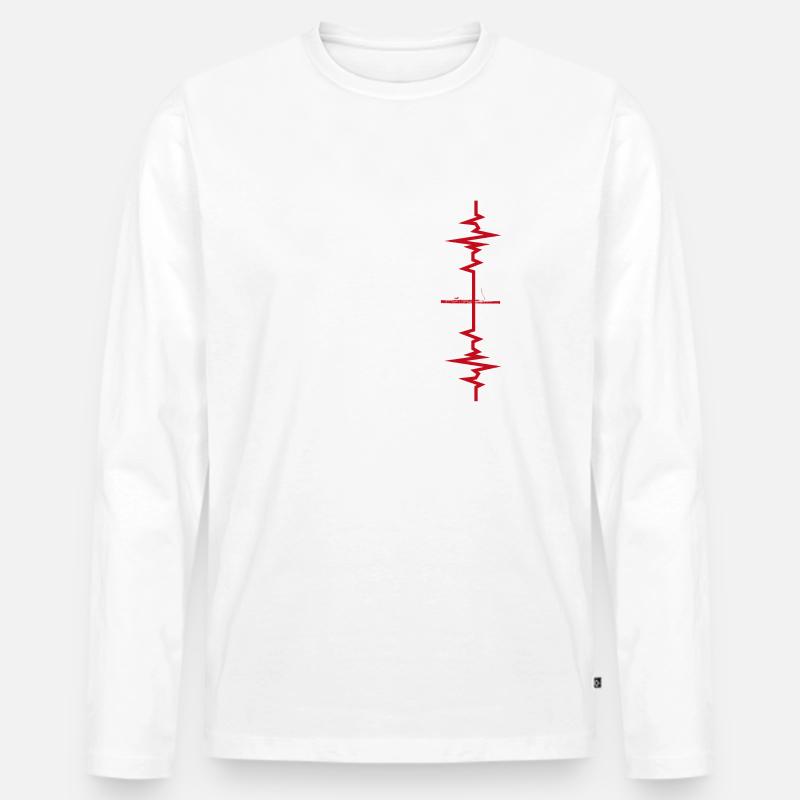 Fagott Herzschlag Geschenkidee - Männer Premium Bio Langarmshirt - Weiß
