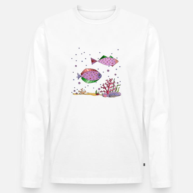 Fische - Männer Premium Bio Langarmshirt - Weiß