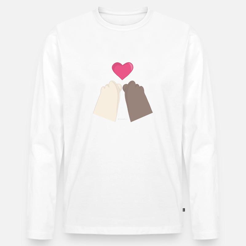 Lean & Loo Finger Herzen - Männer Premium Bio Langarmshirt - Weiß