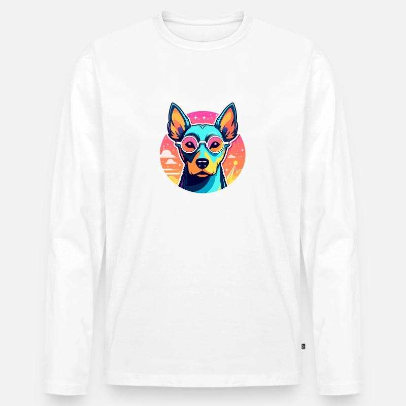 Dobermann Hund Zeichnung - Männer Premium Bio Langarmshirt - Weiß