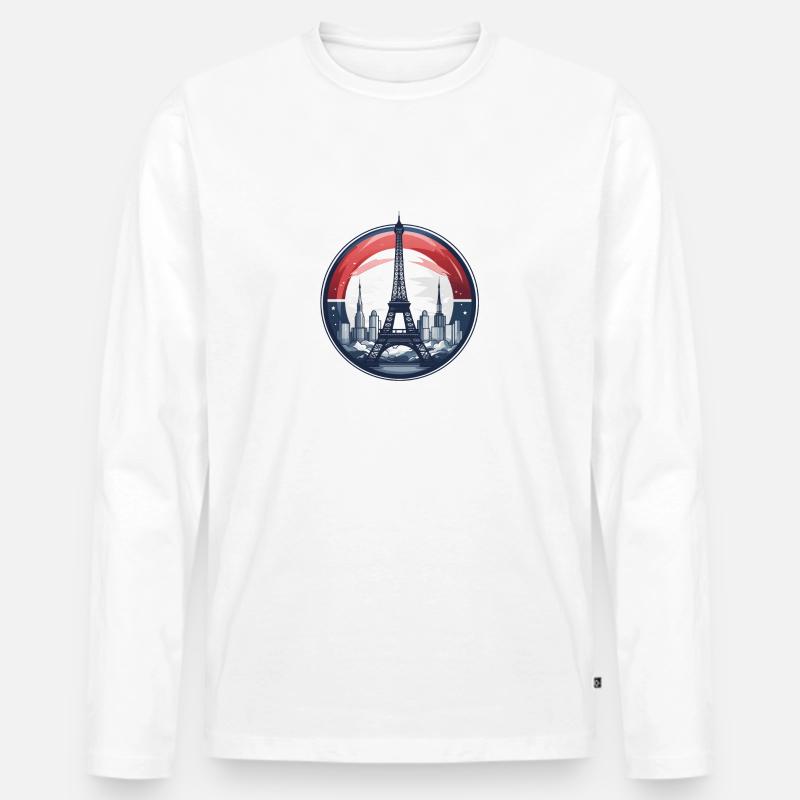 Paris Eiffelturm - Männer Premium Bio Langarmshirt - Weiß