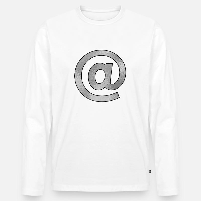 Zeichen @ Silber - Männer Premium Bio Langarmshirt - Weiß